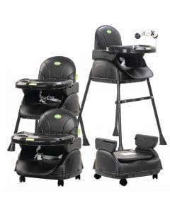 Baybee Nora 4-in-1 Convertible High Chair for Babies & Toddlers, Adjustable Height, Removable Tray & Safety Harness, Black