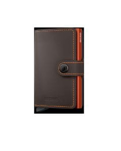 Secrid MM Wallet, Premium Truffle Brown Leather Card Holder, Slim Minimalist Design, Secure Snap Closure | Truffle & Orange