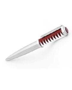 Dahnag Metal Ballpoint Pen, Shark Teeth Pattern Grip, Burgundy Red & Silver Finish, Professional Writing Instrument