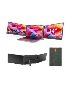 V2COM S8 Pro Laptop Screen Extender, Dual 14" FHD IPS Displays, Triple Screen, 100% sRGB, USB-C & HDMI | Black - VS8P