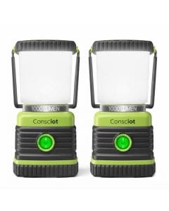 Consciot 1000LM LED Camping Lantern 2-Pack, Battery-Powered Portable Lights, 4 Modes, IPX4 Water-Resistant for Camping, Hiking & Emergencies