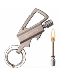 SURVIVE Permanent Match Keychain, Waterproof Refillable Fire Starter with Integrated Bottle Opener for Camping and Survival