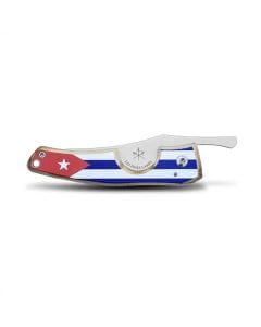 Les Fines Lames Cigar Knife Flag Cuba Light, Premium Cigar Cutter with Cuba Flag Design, Portable Stainless Steel Cigar Cutting Tool