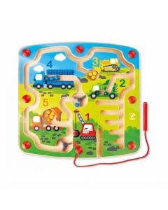 Hape Magnetic Maze Construction Number Counting Puzzle Toy for Toddlers, Durable Wooden Game
