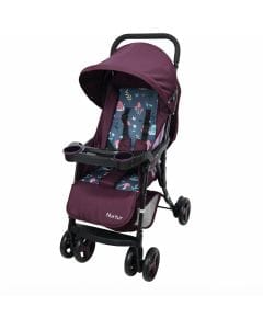 Nurtur Ryder Ultra-Compact Lightweight Baby Travel Stroller, Reclining Seat with Detachable Food  Burgundy Printed, 0-36 Months