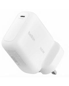 Belkin 100W USB-C GaN Wall Charger, Compact Fast Charging Power Adapter with Foldable Plug for MacBook and Compatible Devices