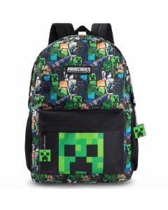 Minecraft Kids Backpack, Steve & Creeper Black School Rucksack for Boys & Girls, Official Gaming Backpack