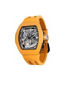 Tsar Bomba Automatic Bezel Watch, Yellow FKM Quick Release Rubber Strap, Skeleton Dial, Sapphire Crystal, Japanese Automatic Movement