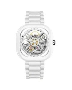 CIGA Design X Series Ceramic Skeleton Automatic Watch, 43mm White Ceramic Case & Bracelet, Transparent Skeleton Dial, Sapphire Crystal, 30M Water Resistant