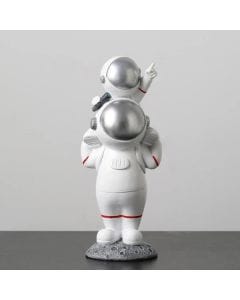 Luxury Signature Astronaut Family Figurine, 27.5cm Resin Decorative Space Statue, Modern Home Decor Ornament for Living Room, Office, Shelf & Gift
