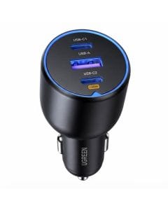 UGREEN 130W Car Charger, 3-Port Fast Charging Adapter with USB-C PD 100W for Laptop, MacBook and iPhone 16 Series