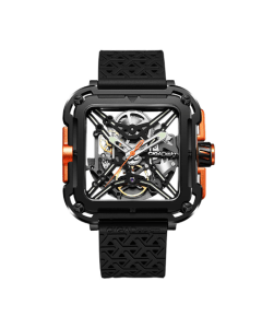 CIGA Design X-Series Orange Watch, 48mm 316L Stainless Steel Case, Seagull ST2553JK Automatic Movement, Silicone & Nylon Strap, 3 ATM Water Resistant