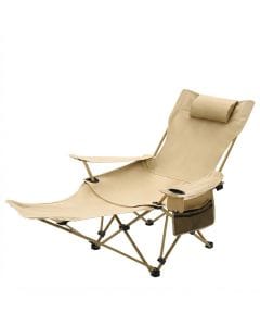 DMG TECH Camping and Beach Chair with Footrest, Foldable Reclining Lounge Chair with Adjustable Headrest