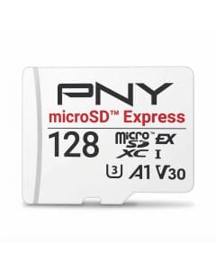 PNY 128GB microSD Express Flash Memory Card, PCIe Gen 3x1, Up to 890MB/s Read and 550MB/s Write, A1, V30