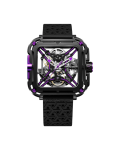 CIGA Design X-Series Purple Watch, 48mm 316L Stainless Steel Case, Seagull ST2553JK Automatic Movement, Silicone & Nylon Strap, 3 ATM Water Resistant