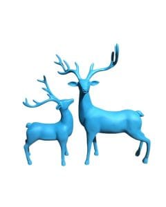 Luxury Signature Light Blue Reindeer Figurines, 2 Piece Resin Deer Statue Set, Modern Decorative Showpieces for Home, Living Room, Office & Tabletop Decor