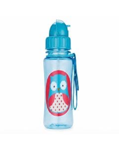 Skip Hop Zoo Owl Straw Bottle 12+ Months 390ml, Hygienic Flip-Down Straw, Fun Zoo Character Design, Dishwasher Safe - Multicolour