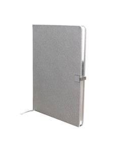 Addison Ross A4 Notebook, Silver Faux Leather Cover, 100 Pages 80 GSM Cream Lined Paper, Magnetic Enamel Clasp | Silver