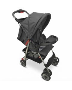 The Moon Brand  Bezik Baby Stroller - Lightweight One-Hand Foldable Travel Pram for Newborns to Toddlers up , Up to 24kg, 5-Point Harness | Grey