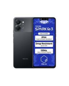 Tecno Spark Go 3 (KN3) 4GB+64GB, 120Hz Display, Unisoc T7250, 5000mAh Battery, IP64 | Ink Black | 10082749  