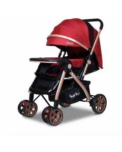 Nurtur Wilder Reversible Baby Stroller - Lightweight Compact Travel Stroller with 5-Point Harness | Red