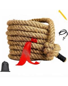 LONGYINGSM 35ft Tug-of-War Rope, Natural Jute Outdoor Game Rope with Knots for Field Days and Team Activities