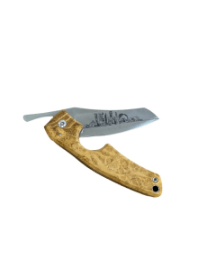 Les Fines Lames Cigar Knife Doha Edition, Acacia Wood Handle, 14C28N Stainless Steel Blade, 70mm Ring Gauge Cutter, Folding Cigar Knife