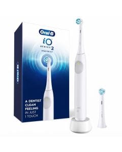 Oral-B iO Series 2 Electric Toothbrush Starter Kit, Pure White - 3 Cleaning Modes, Pressure Sensor