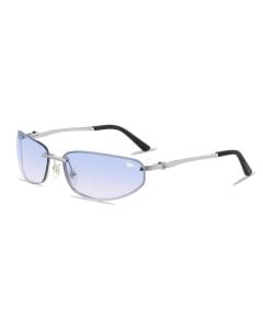 Belvoir & Co Racer Ice Silver Rimless Sunglasses, Unisex UVA/UVB Protected Lenses, Stainless Steel Frame, Adjustable Silicone Nose Pads