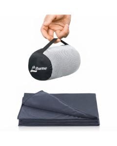 Litume Compact Velvet Travel Blanket, Ultralight PFAS-Free 122 x 170cm Airline and Camping Blanket, Dark Colour