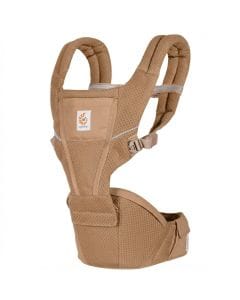Ergobaby Baby Carrier Hip Seat 4-48 Months, Padded Adjustable Straps, Large Storage Pocket, Anti Slip Material - Camel Brown