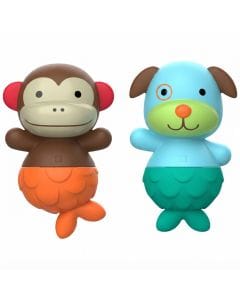 Skip Hop Zoo Mix And Match Flippers Monkey And Dog Toy Set 9+ Months, Easy For Little Hands To Hold, Twists Apart For Easy Cleaning - Multicolour