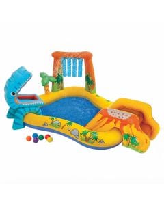 Intex Dinosaur Play Center Inflatable Pool for Kids, Volcano Slide & Ball Pit, Ages 3+, Multicolor