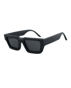 Doppe Sama Black Sunglasses, Matte Black Acetate Frame, Black UV400 Nylon Lenses, Rectangular Unisex Designer Eyewear