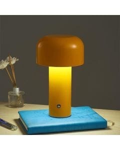 Luxury Signature Mini Mushroom LED Desk Lamp Yellow, 3W Metal & PC Body, 800mAh Rechargeable Battery, Compact Table Lamp
