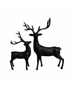 Luxury Signature Black Reindeer Figurines, 2 Piece Resin Deer Statue Set, Modern Decorative Showpieces for Home, Living Room, Office & Tabletop Decor