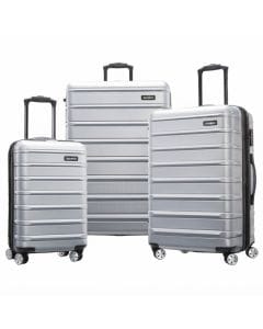 Samsonite Omni 2 3-Piece Spinner Luggage Set - Durable Polycarbonate Hardside Suitcases, Integrated TSA Lock, Expandable | Arctic Silver