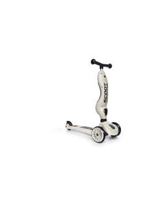 Scoot & Ride 2-In-1 Highway Kick 1 Scooter And Helmet XXS-S 1+ Years, Ultra-Low Seat Height For Stability, Adjustable 3-Stage Seat And Handlebar - Ash