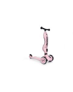 Scoot & Ride 2-In-1 Highway Kick 1 Scooter And Helmet S-M 1+ Years, Ultra-Low Seat Height For Stability, Adjustable 3-Stage Seat And Handlebar - Rose