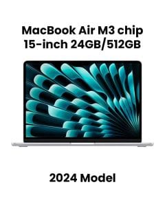 Apple 15-inch MacBook Air: Apple M3 chip with 8-core CPU and 10-core GPU, 24GB, 512GB SSD - Silver |MC9J4AB/A