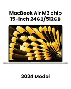 Apple 15-inch MacBook Air: Apple M3 chip with 8-core CPU and 10-core GPU, 24GB, 512GB SSD - Starlight |MC9K4AB/A