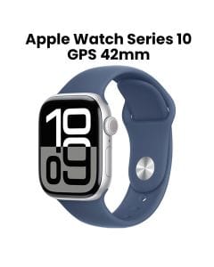 Apple Watch Series 10 GPS S/M 42mm, Always-On Retina Display, Water Resistant - Silver Aluminum Case With Denim Sport Band