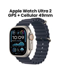 Apple Watch Ultra 2 GPS + Cellular 49mm, Long Lasting Performance, Smooth Finish Design - Natural Titanium Case With Navy Ocean Band