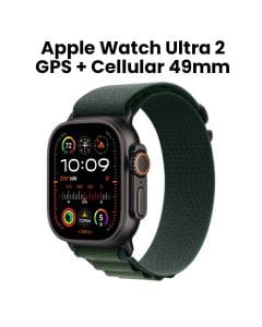 Apple Watch Ultra 2 GPS + Cellular 49mm Black Titanium Case with Dark Green Alpine Loop - Medium | MX4R3QA/A