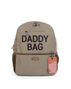 Childhome Canvas Nursery Daddy Backpack, Absolute Comfort, Perfect For Every Occasion, Multiple Compartments And Elasticated Straps - Kaki