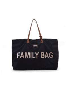 Childhome Nursery Family Bag, Large And Stylish Travel Bag, Detachable Pocket, Closes Easily Via Magnet - Black/Gold