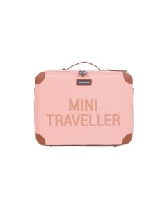 Childhome Mini Traveller Kids Suitcase, Soft Teddy Fabric, Adjustable Shoulder Strap, Easy To Carry - Pink Copper