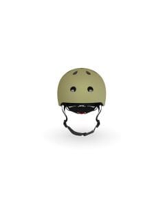 Scoot & Ride Kid Helmet S-M 3+ Years 51-55cm, Battery Operated And LED Safety Light, 3D Foam Molded Inner Padding, Magnetic Fastening System - Olive