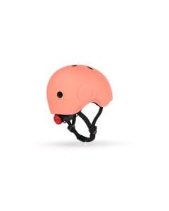 Scoot & Ride Kid Helmet S-M 3+ Years 51-55cm, Battery Operated And LED Safety Light, 3D Foam Molded Inner Padding, Magnetic Fastening System - Peach