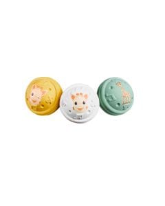 Sophie La Girafe Musical Balls 3 Pack 3+ Monthss, 100% Natural Rubber Material, Easy-to-Hold Lightweight Design, Bell Sound - Multicolour
